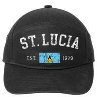 Vintage St Lucia Flag Est 1979 Retro Souvenir 7-Panel Snapback Hat