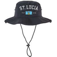 Vintage St Lucia Flag Est 1979 Retro Souvenir Legacy Cool Fit Booney Bucket Hat