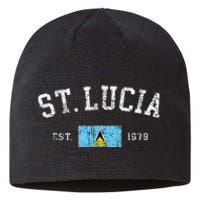 Vintage St Lucia Flag Est 1979 Retro Souvenir Sustainable Beanie