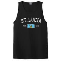 Vintage St Lucia Flag Est 1979 Retro Souvenir PosiCharge Competitor Tank