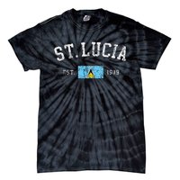 Vintage St Lucia Flag Est 1979 Retro Souvenir Tie-Dye T-Shirt