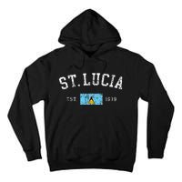 Vintage St Lucia Flag Est 1979 Retro Souvenir Tall Hoodie