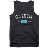 Vintage St Lucia Flag Est 1979 Retro Souvenir Tank Top