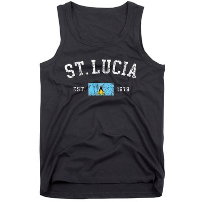 Vintage St Lucia Flag Est 1979 Retro Souvenir Tank Top