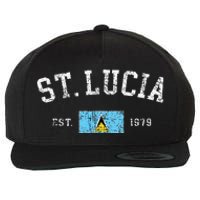 Vintage St Lucia Flag Est 1979 Retro Souvenir Wool Snapback Cap