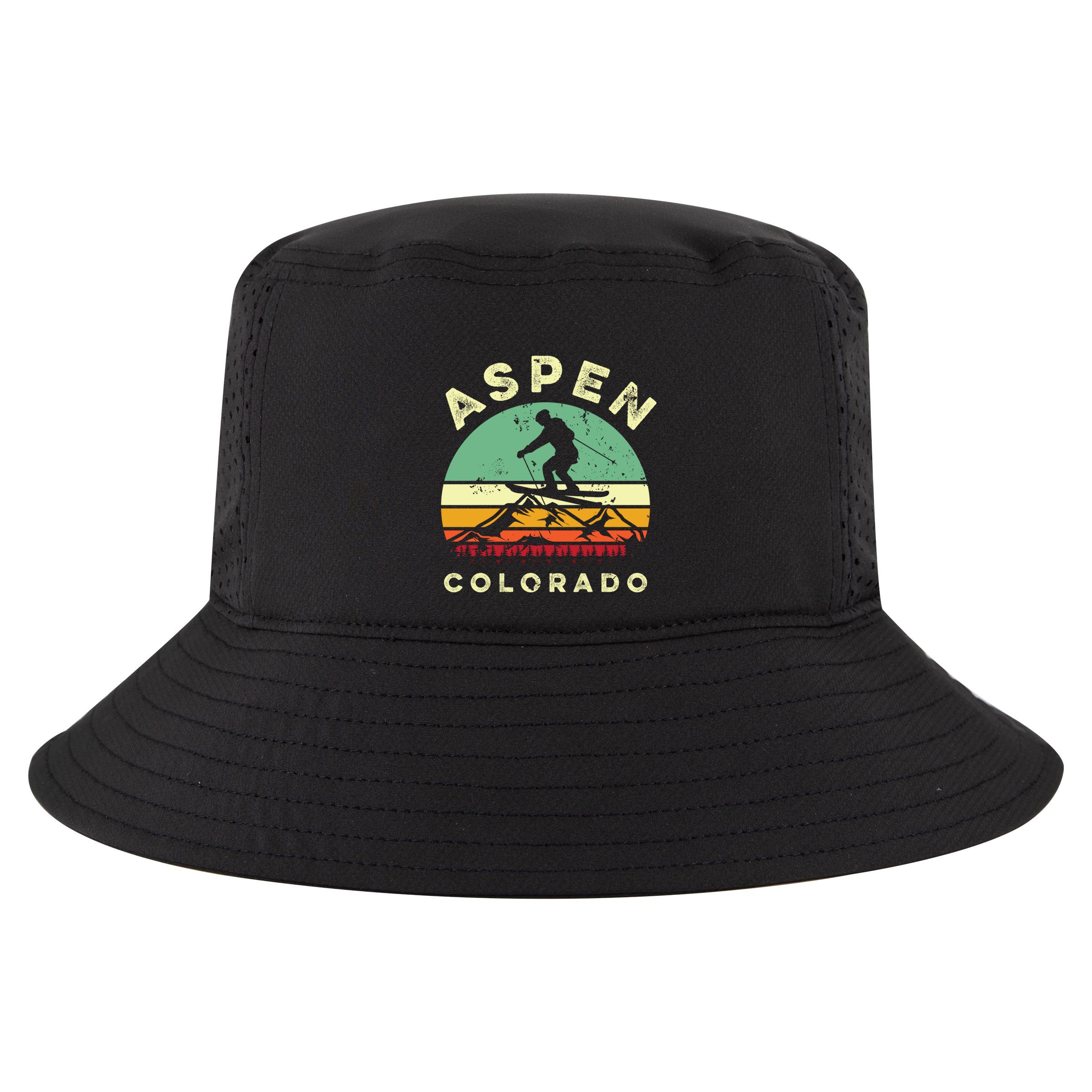 Vintage Skiing Lover Aspen Colorado Funny Skiers Gifts Cool Comfort Performance Bucket Hat