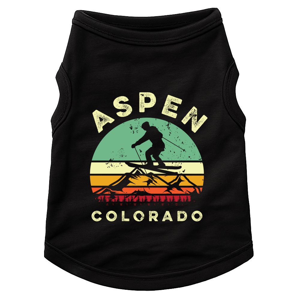 Vintage Skiing Lover Aspen Colorado Funny Skiers Gifts Doggie Tank
