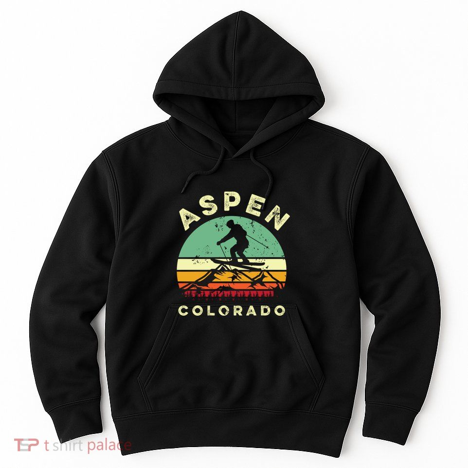 Vintage Skiing Lover Aspen Colorado Funny Skiers Gifts Hoodie