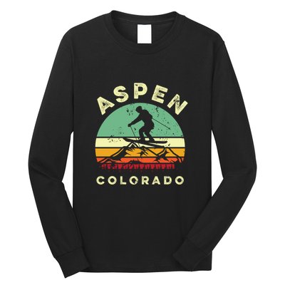Vintage Skiing Lover Aspen Colorado Funny Skiers Gifts Long Sleeve Shirt