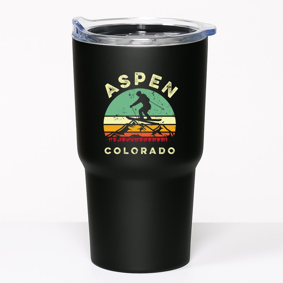 Vintage Skiing Lover Aspen Colorado Funny Skiers Gifts Tumbler
