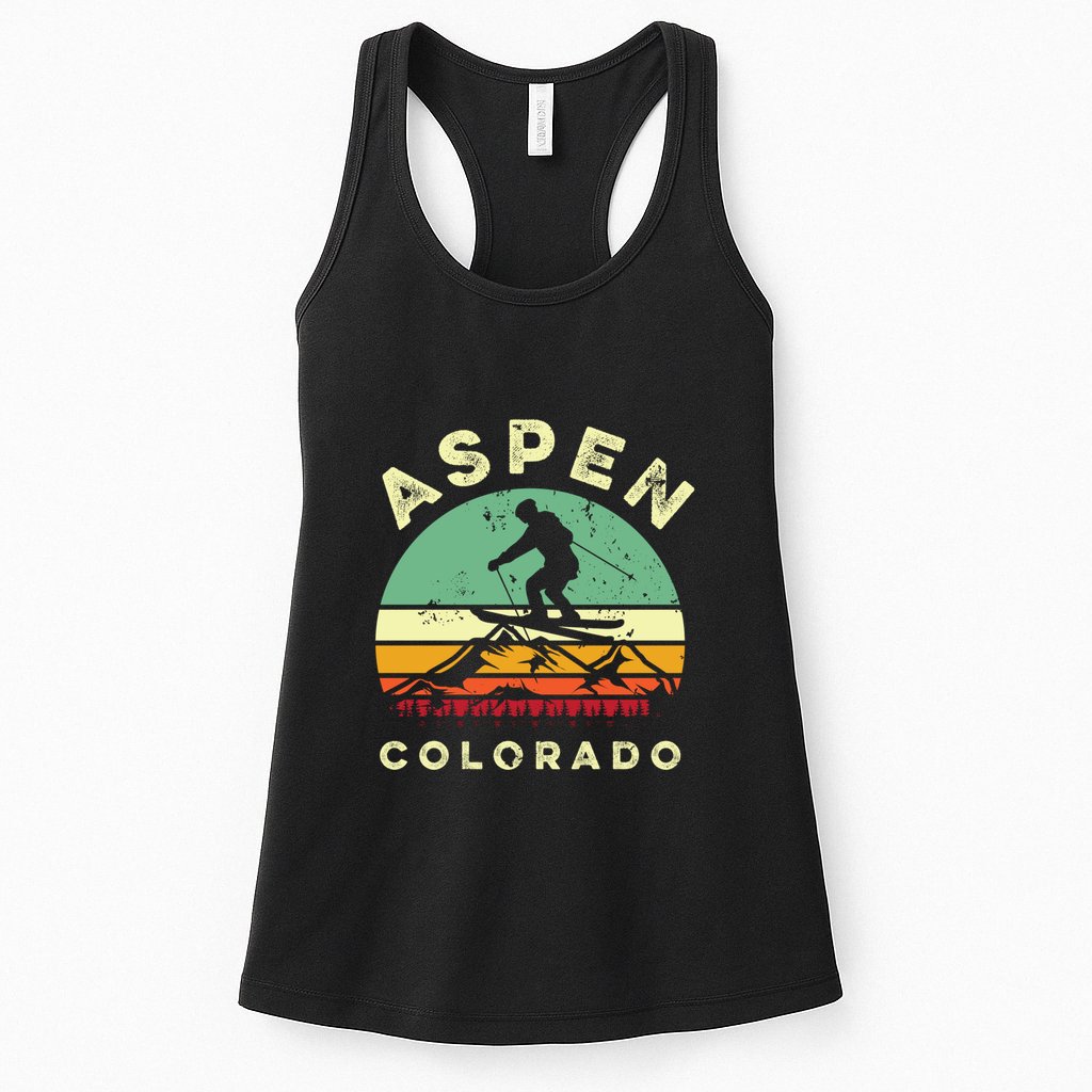 Vintage Skiing Lover Aspen Colorado Funny Skiers Gifts Womens Tank Top