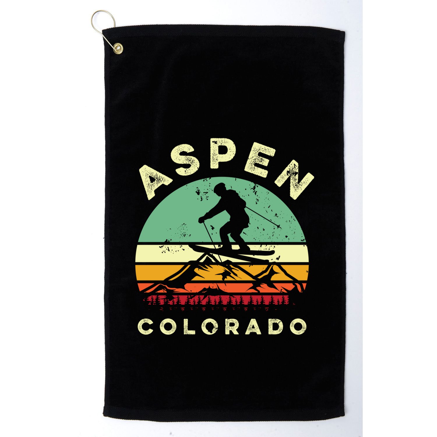 Vintage Skiing Lover Aspen Colorado Funny Skiers Gifts Golf Towel