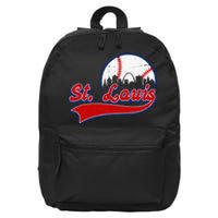 Vintage St. Louis City Downtown Skylines Baseball Fans Lover 16 in Basic Backpack