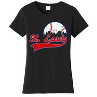 Vintage St. Louis City Downtown Skylines Baseball Fans Lover Women's T-Shirt