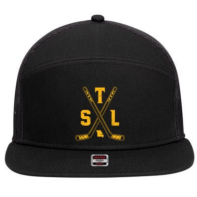 Vintage St Louis Ice Hockey Sticks Retro Gift 7 Panel Mesh Trucker Snapback Hat