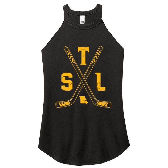 Vintage St Louis Ice Hockey Sticks Retro Gift Women's Perfect Tri Rocker Tank