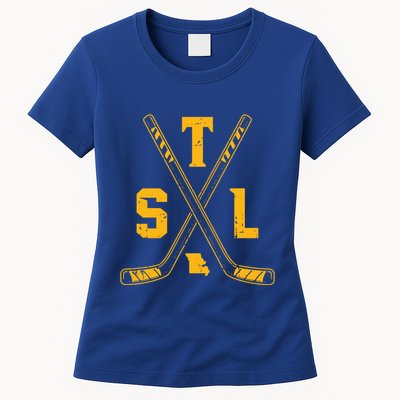 Vintage St Louis Ice Hockey Sticks Retro Gift Womens T-Shirt