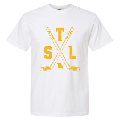 Vintage St Louis Ice Hockey Sticks Retro Gift Garment-Dyed Heavyweight T-Shirt