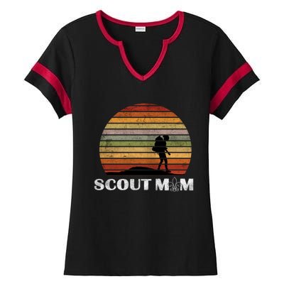 Vintage Scout Leader Scout Mom Cute Gift Ladies Halftime Notch Neck Tee