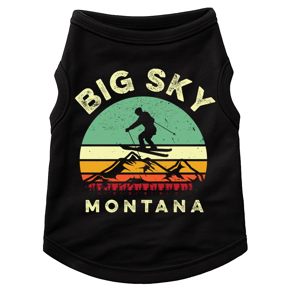 Vintage Skiing Lover Big Sky Montana Gift For Skier Doggie Tank