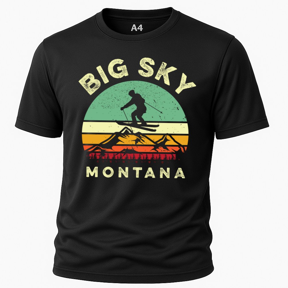 Vintage Skiing Lover Big Sky Montana Gift For Skier Cooling Performance Crew T-Shirt