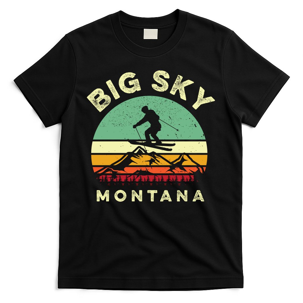 Vintage Skiing Lover Big Sky Montana Gift For Skier T-Shirt