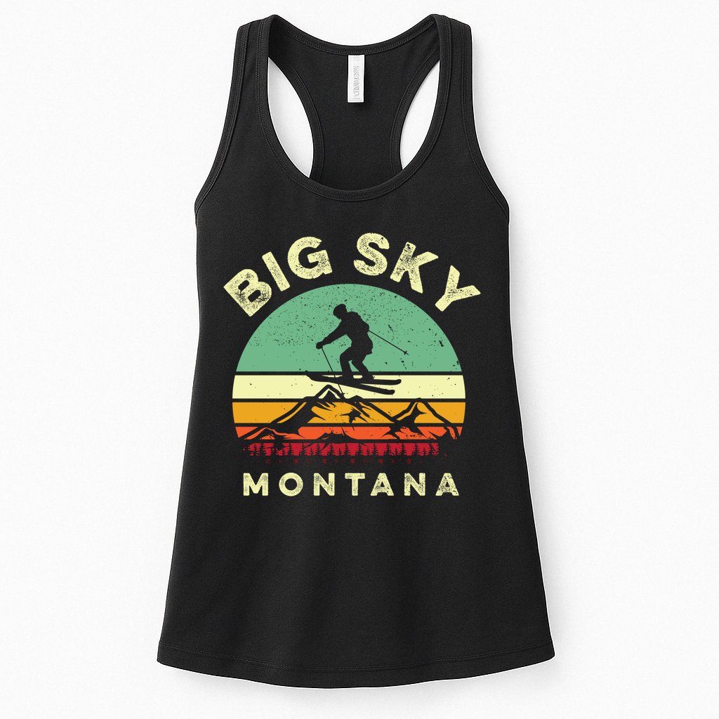 Vintage Skiing Lover Big Sky Montana Gift For Skier Womens Tank Top