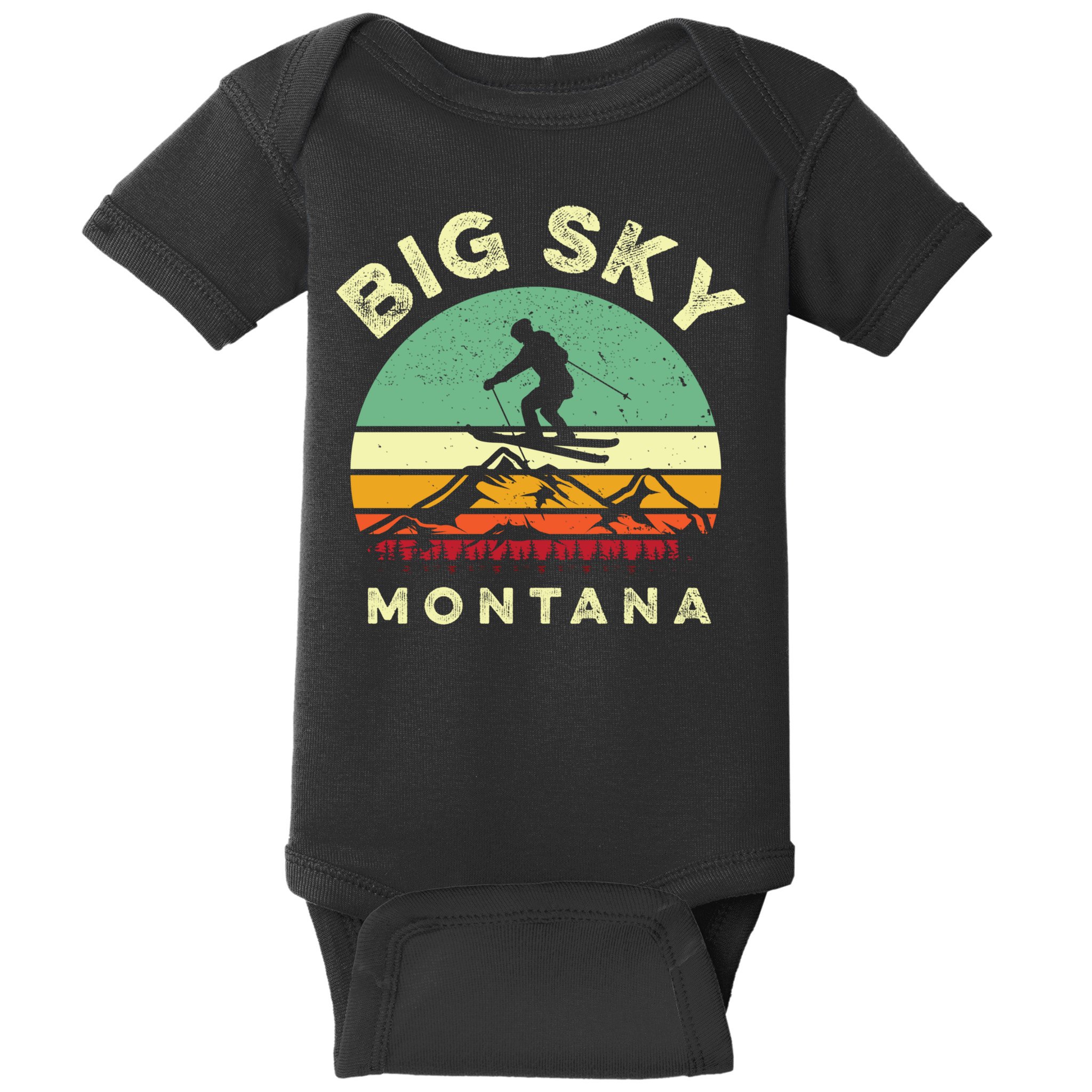 Vintage Skiing Lover Big Sky Montana Gift For Skier Baby Bodysuit