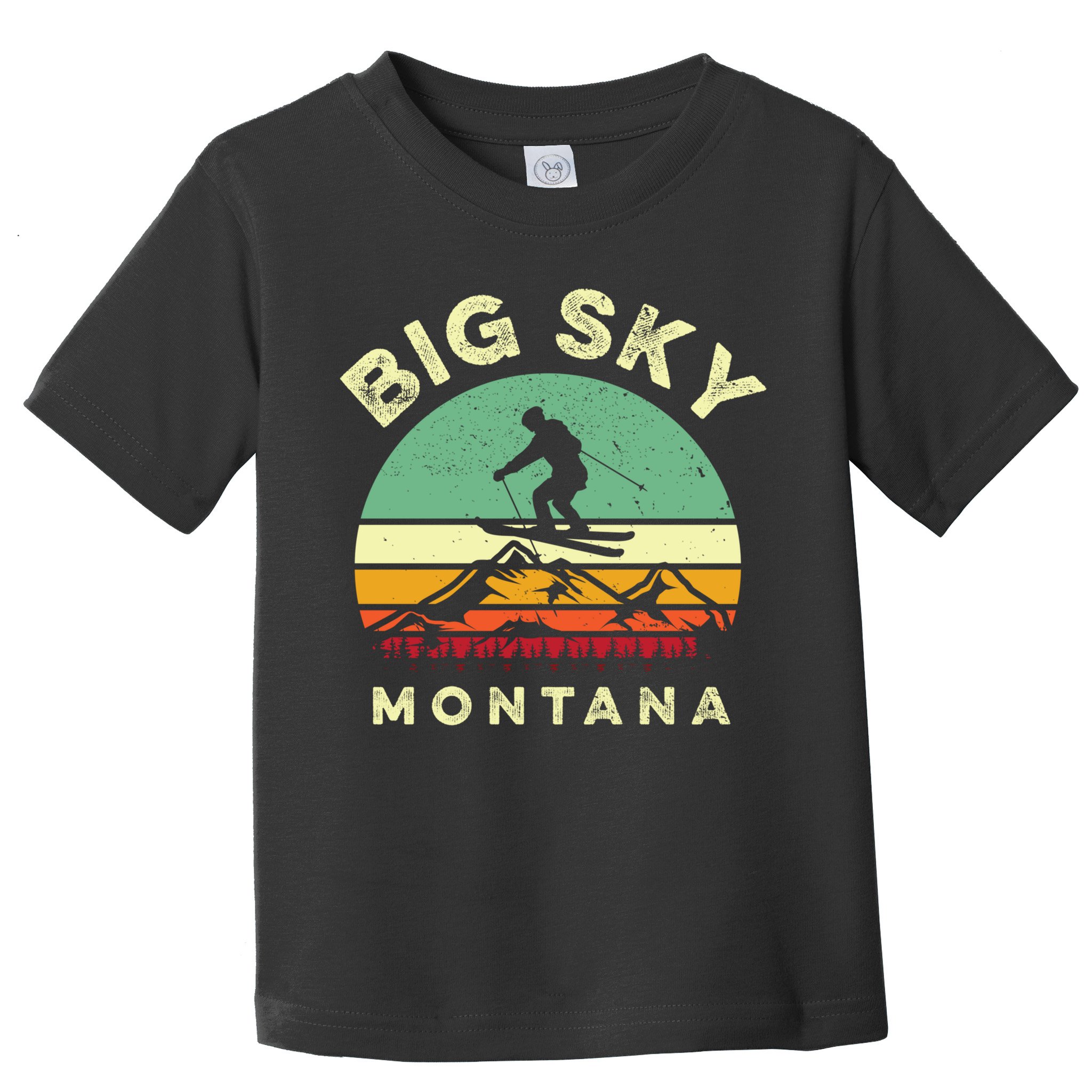 Vintage Skiing Lover Big Sky Montana Gift For Skier Toddler T-Shirt