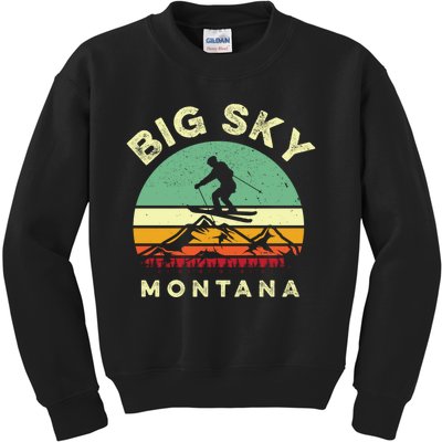 Vintage Skiing Lover Big Sky Montana Gift For Skier Kids Sweatshirt