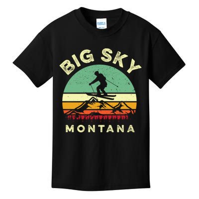 Vintage Skiing Lover Big Sky Montana Gift For Skier Kids T-Shirt