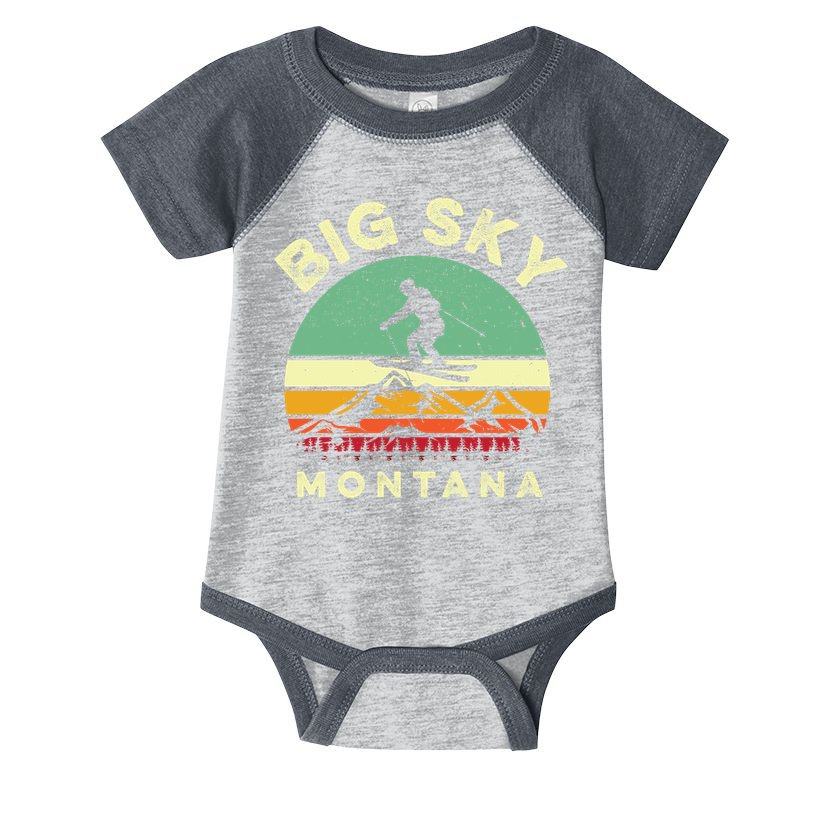 Vintage Skiing Lover Big Sky Montana Gift For Skier Infant Baby Jersey Bodysuit