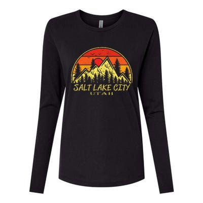 Vintage Salt Lake City Utah Ut Mountains Hiking Souvenir Womens Cotton Relaxed Long Sleeve T-Shirt