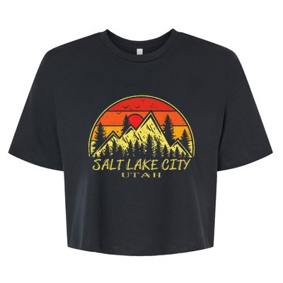 Vintage Salt Lake City Utah Ut Mountains Hiking Souvenir Bella+Canvas Jersey Crop Tee