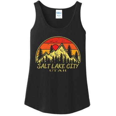 Vintage Salt Lake City Utah Ut Mountains Hiking Souvenir Ladies Essential Tank