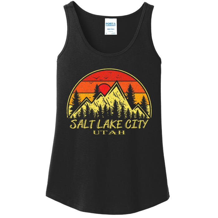 Vintage Salt Lake City Utah Ut Mountains Hiking Souvenir Ladies Essential Tank