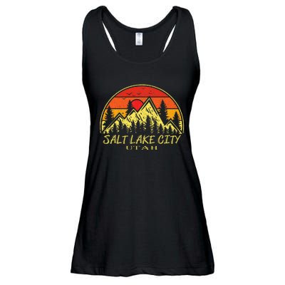 Vintage Salt Lake City Utah Ut Mountains Hiking Souvenir Ladies Essential Flowy Tank