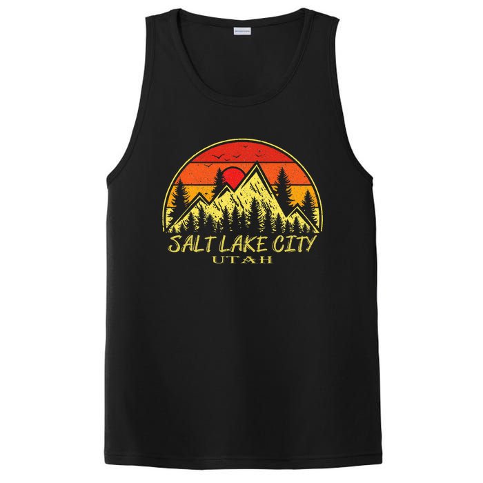 Vintage Salt Lake City Utah Ut Mountains Hiking Souvenir PosiCharge Competitor Tank