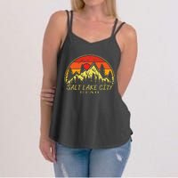 Vintage Salt Lake City Utah Ut Mountains Hiking Souvenir Women's Strappy Tank