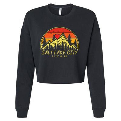 Vintage Salt Lake City Utah Ut Mountains Hiking Souvenir Cropped Pullover Crew