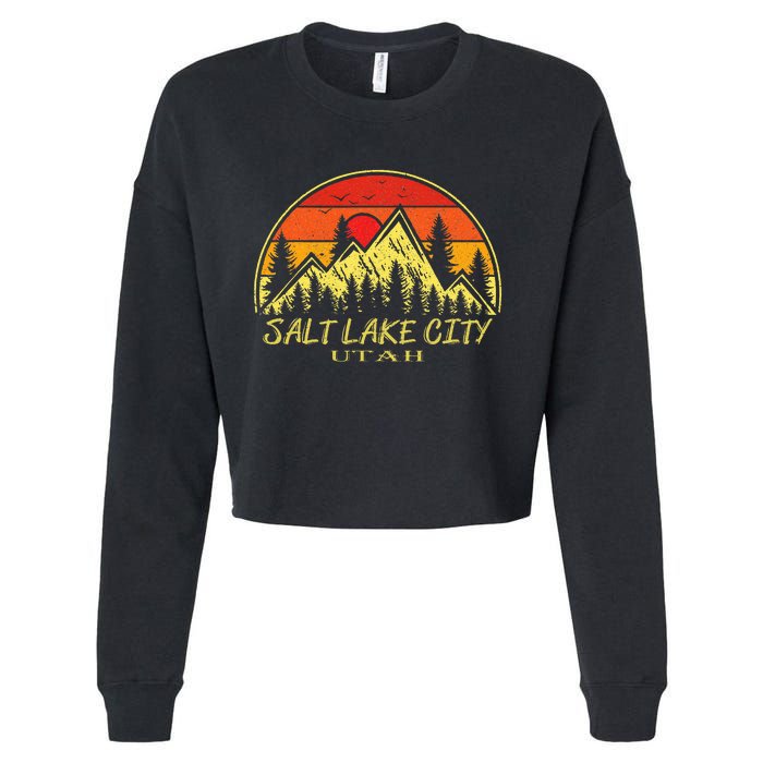 Vintage Salt Lake City Utah Ut Mountains Hiking Souvenir Cropped Pullover Crew