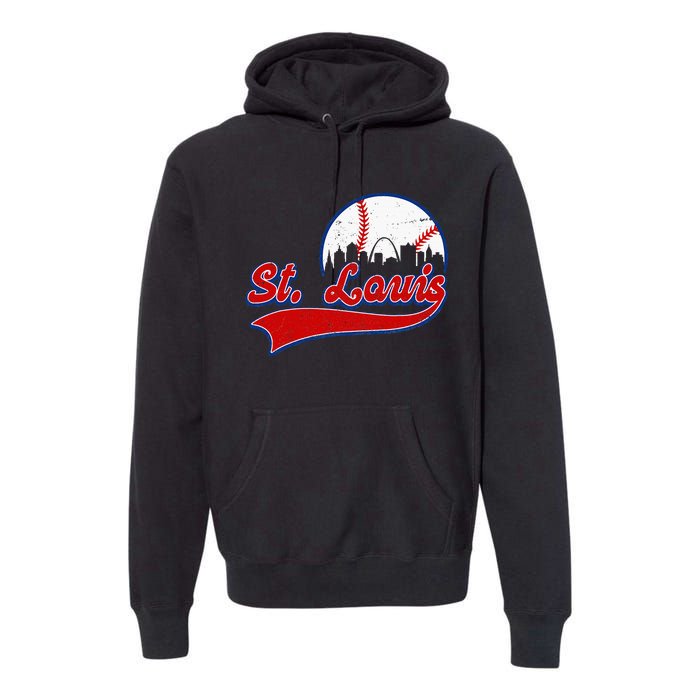 Vintage St. Louis City Downtown Skylines Baseball Fans Lover Premium Hoodie