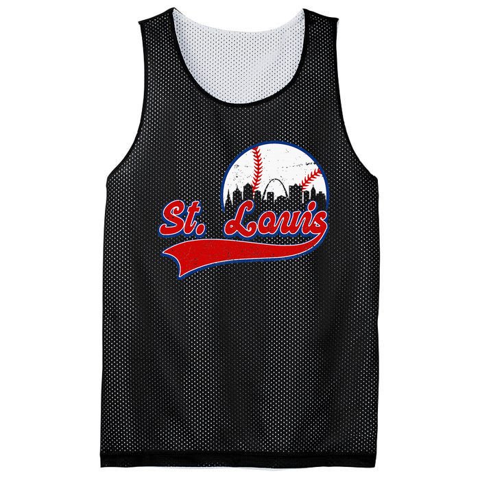 Vintage St. Louis City Downtown Skylines Baseball Fans Lover Mesh Reversible Basketball Jersey Tank