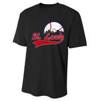 Vintage St. Louis City Downtown Skylines Baseball Fans Lover Performance Sprint T-Shirt