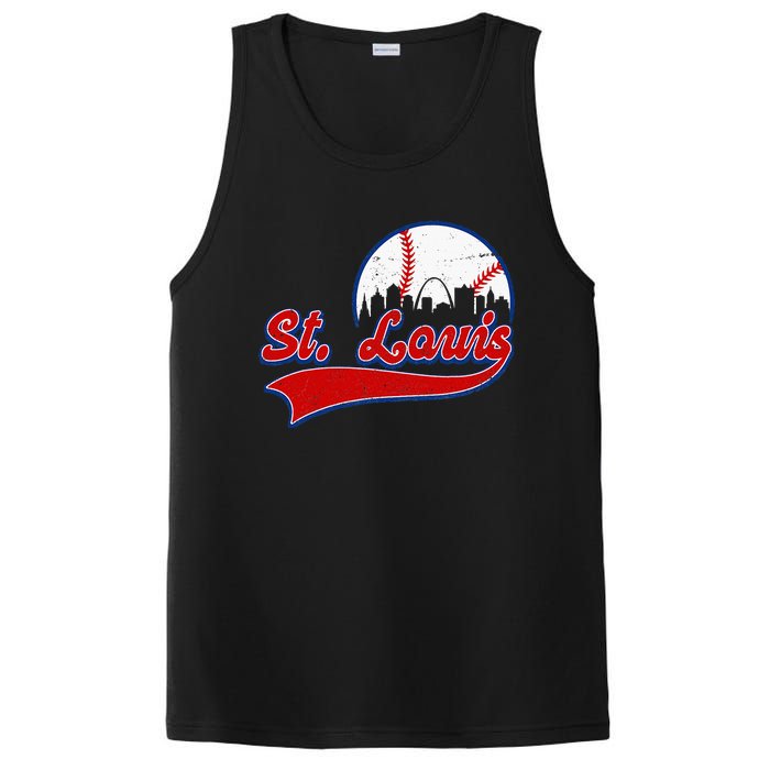 Vintage St. Louis City Downtown Skylines Baseball Fans Lover PosiCharge Competitor Tank