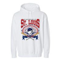 Vintage St Louis Baseball  Baseball Love Garment-Dyed Fleece Hoodie