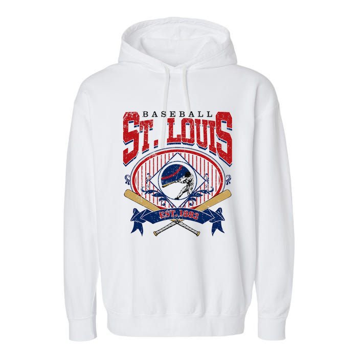 Vintage St Louis Baseball  Baseball Love Garment-Dyed Fleece Hoodie