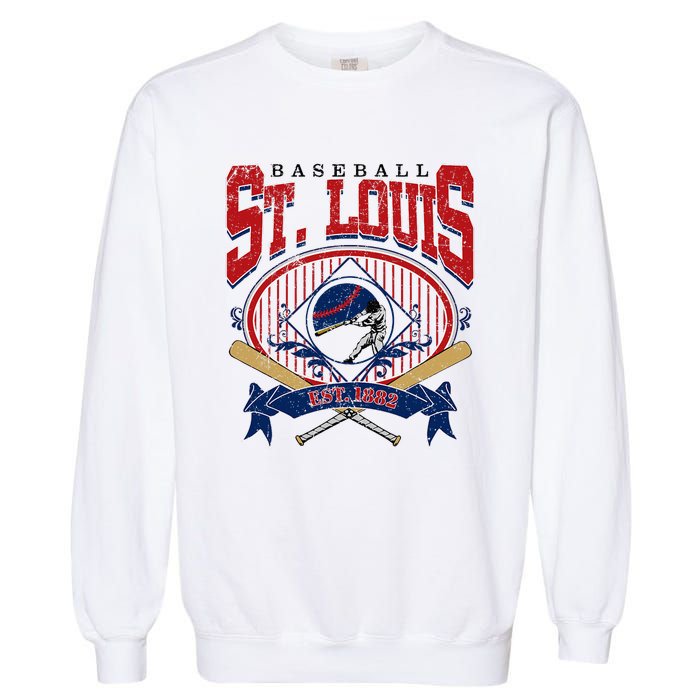 Vintage St Louis Baseball  Baseball Love Garment-Dyed Sweatshirt