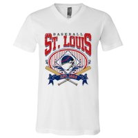 Vintage St Louis Baseball  Baseball Love V-Neck T-Shirt