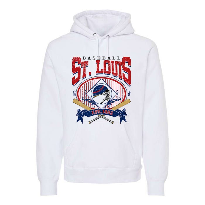 Vintage St Louis Baseball  Baseball Love Premium Hoodie